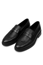 Penny Loafers – Croc Embossed Brown Lofar